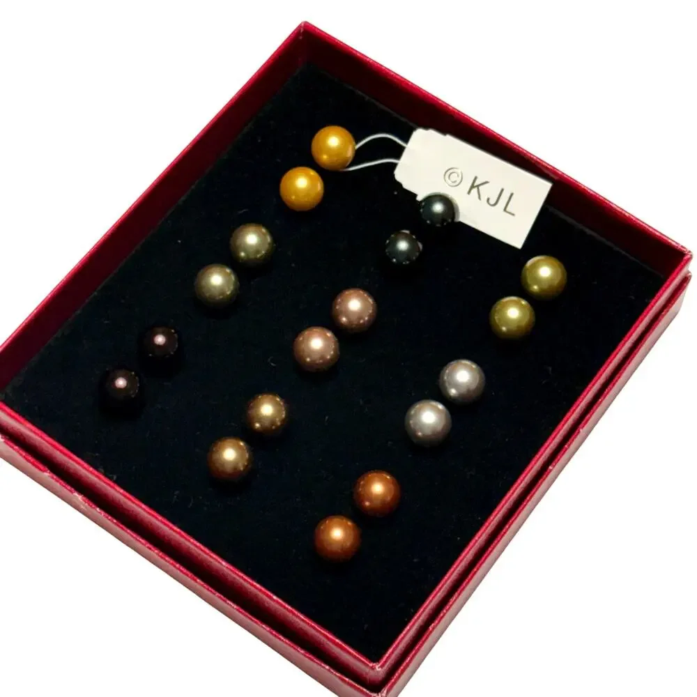 KJL by Kenneth J Lane Pearl Stud Post Earrings in Multiple Colors 9 Pairs NWT - Picture 3 of 5